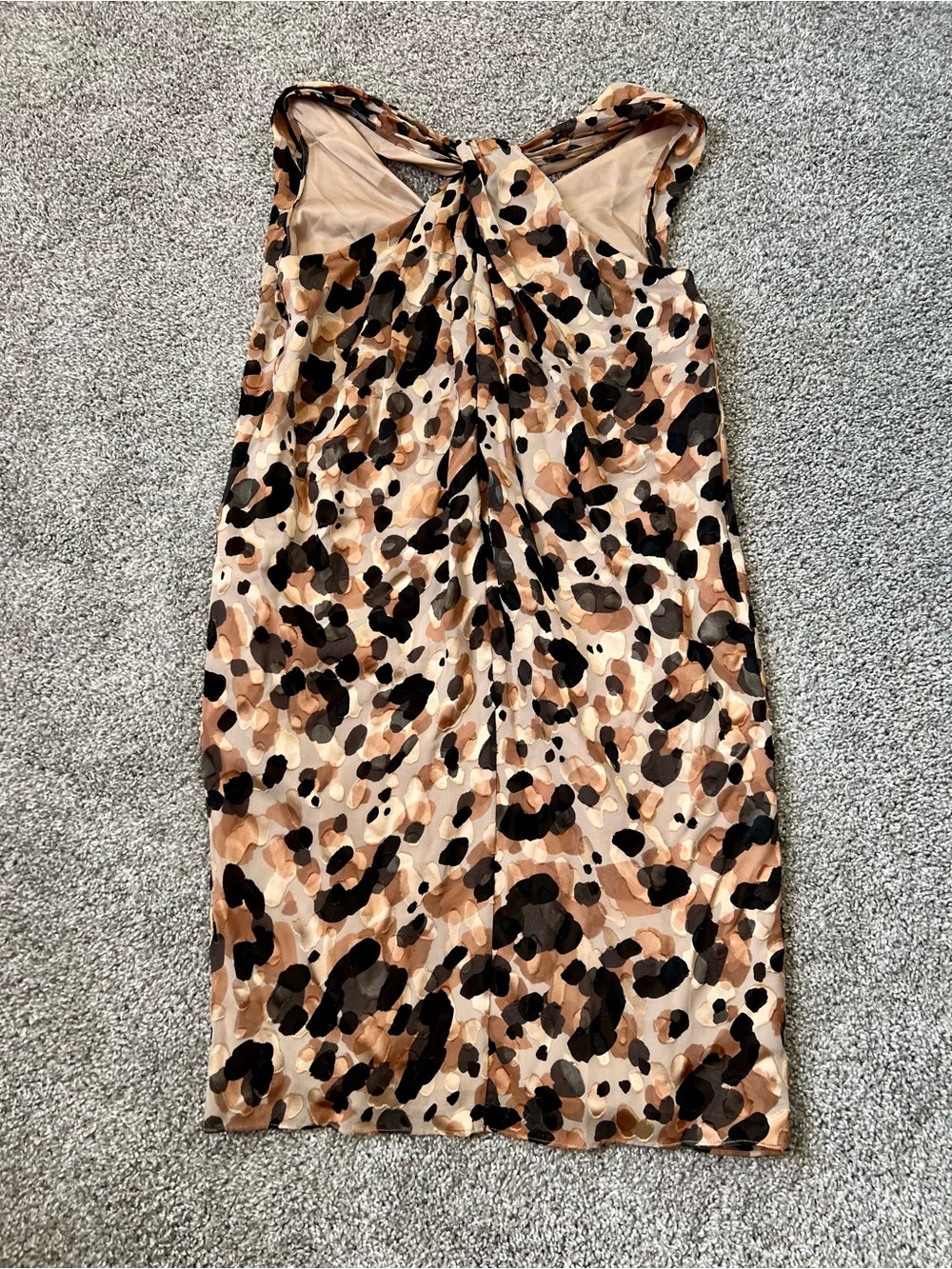 Moschino One-Shoulder Leopard Print Dress in Tan and Black size 0-2